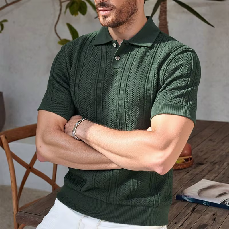 Nouveau T-shirt Polo en Maille pour Homme 2026 – Chemise Décontractée à Manches Courtes Extensible pour l'Été