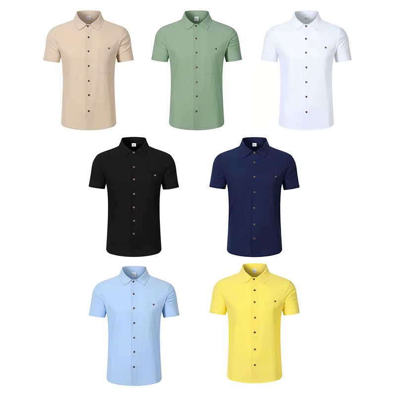 Chemise à manches courtes en lin mélangé pour homme
