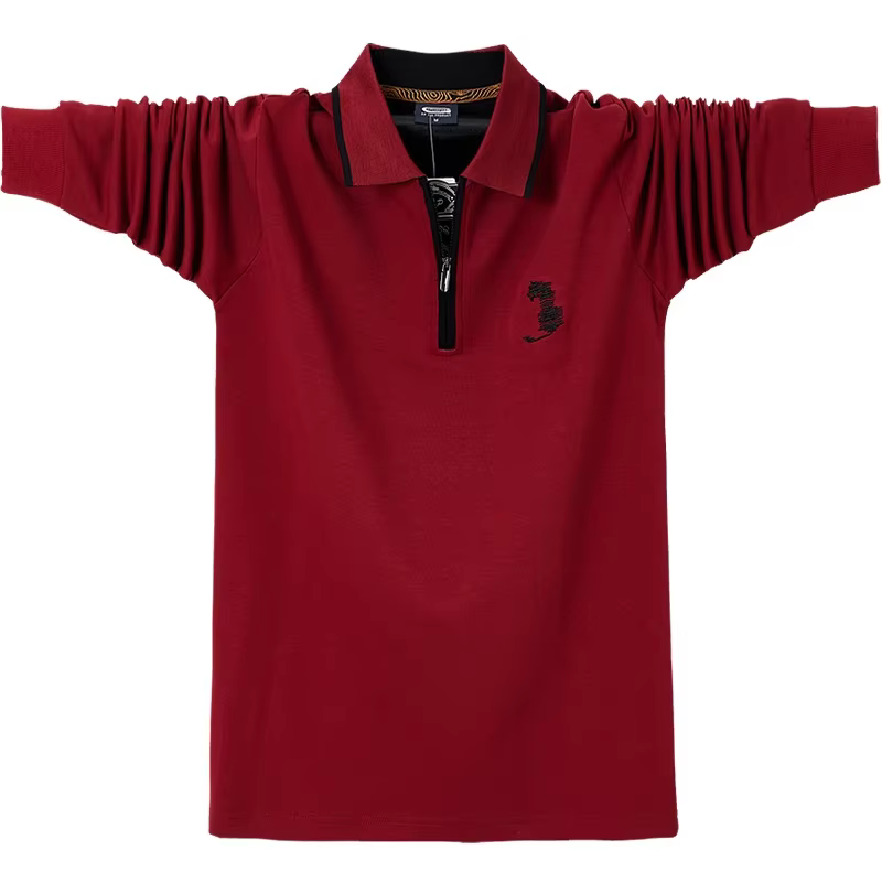 Polo brodé à manches longues pour homme