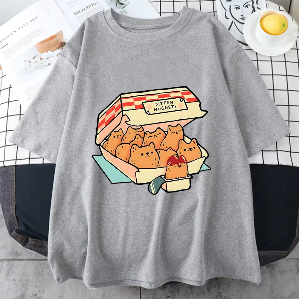 Chaton pépites heureux T-Shirts femmes Kawaii/mignon haute rue