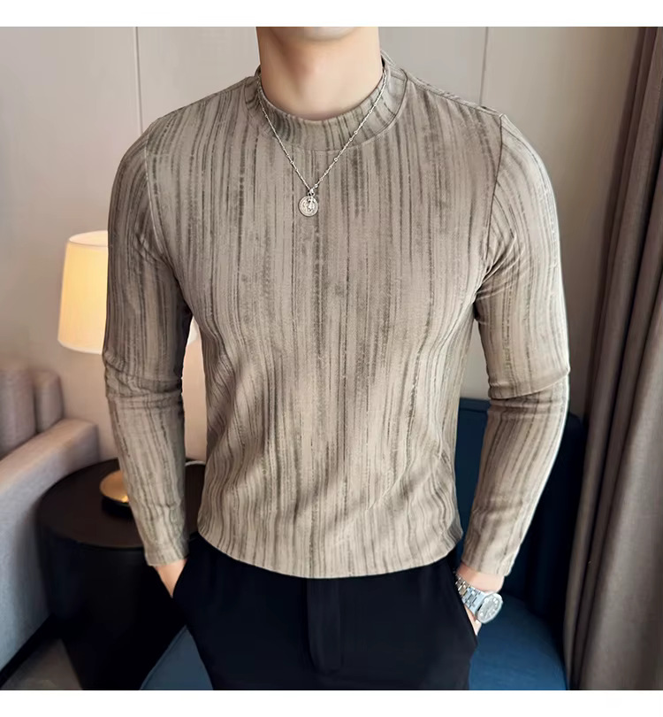 T-shirt à manches longues en coton rayé pour homme