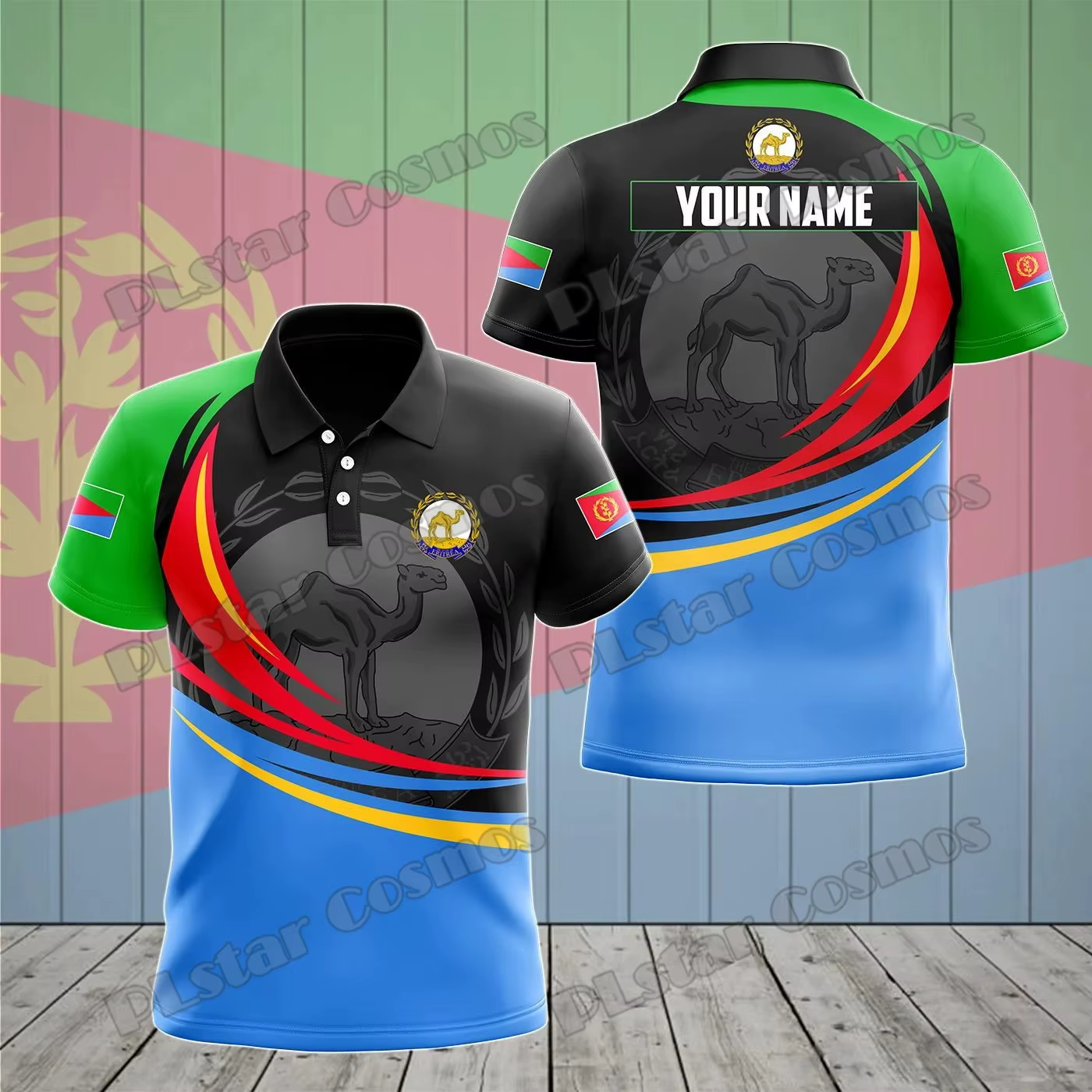 Personnaliser l'érythrée blason 3D partout imprimé mode hommes Polo été décontracté unisexe à manches courtes