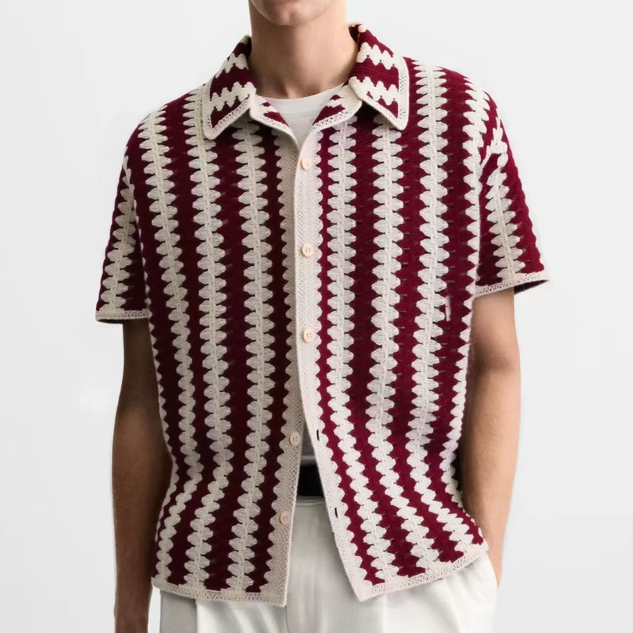 Polo en tricot rayé rétro français pour hommes