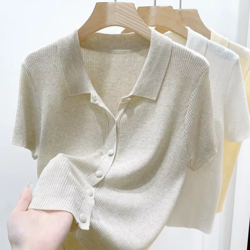 Cardigan tricoté à manches courtes pour femme