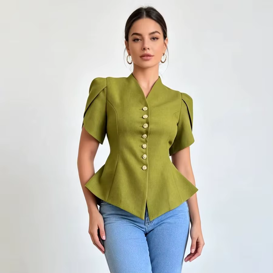 Haut blazer peplum LIMO avec col en V