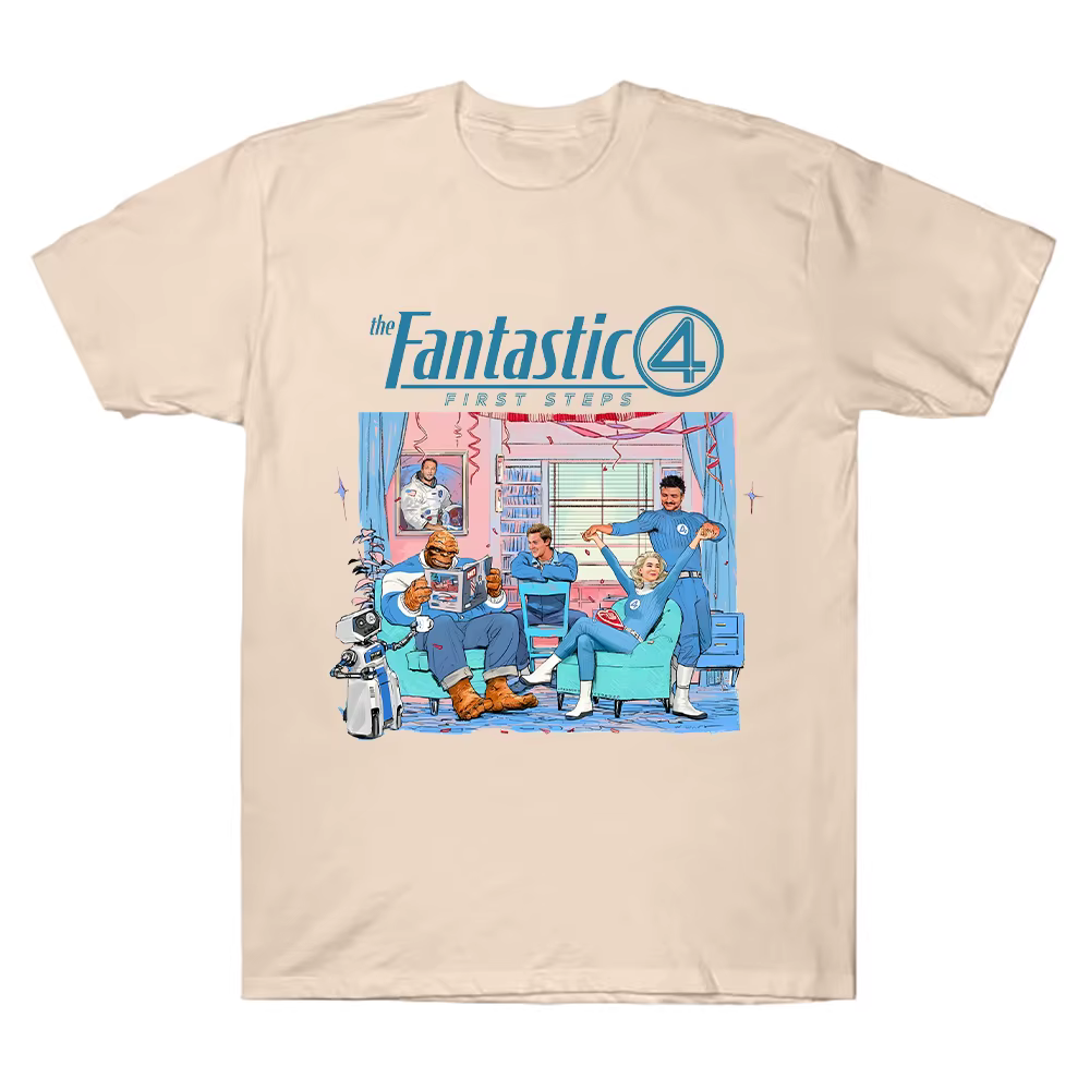 The Fantastic Four First Steps 2025 Movie T-shirt Men Women Cotton Tee Street Hip Hop Vintage Oversized Short Sleeve O-Neck Tops