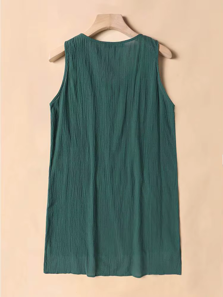 Vintage solide débardeurs hauts ample plage Blusas coton Camis tunique ZANZEA femmes sans manches Blouse été Chemise