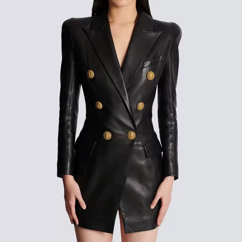 Nouvelle robe en cuir pour femme