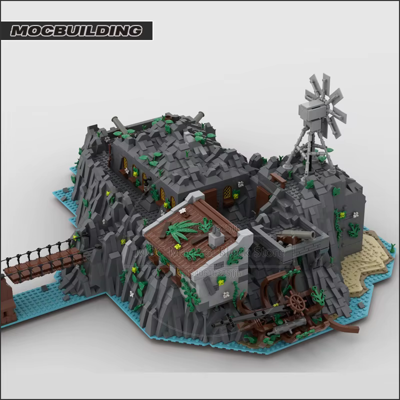Décennie s de construction MOC Island, extension de l'île, architecture, technologie, briques, assemblage de bricolage, modèle de collection, jouets cadeaux, 7.5 ate Island Bay