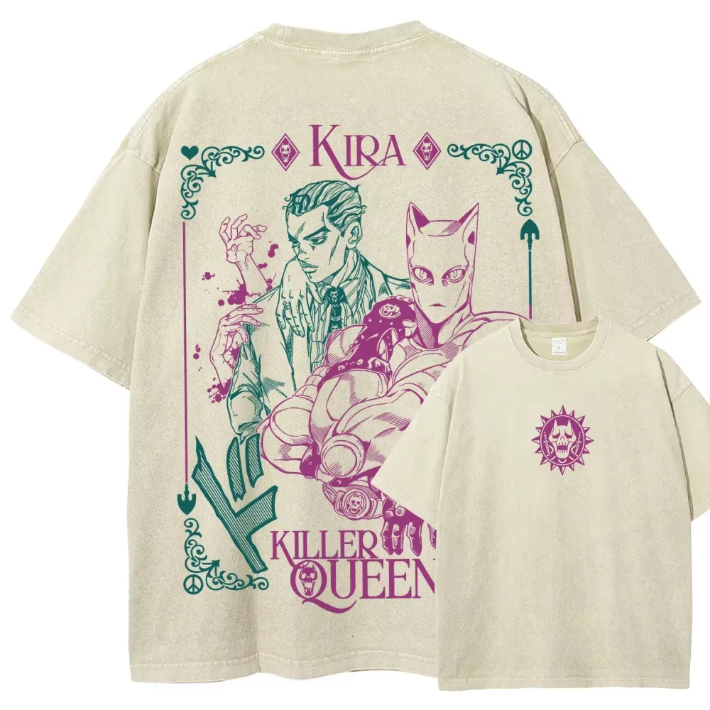 JoJo's Bizarre Adventure Kira Yoshikage T-shirt imprimé hommes femmes t-shirts coton vêtements rétro lavé