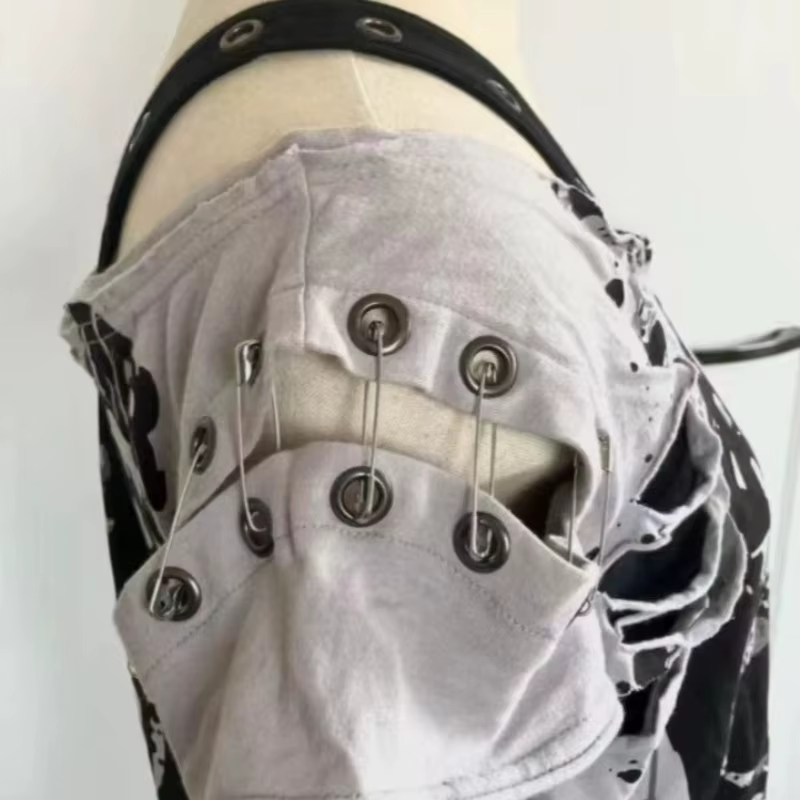 Gothique t-shirts à manches courtes crânes décontracté Punk Hip Hop rue hottie Femme t-shirt graphique t-shirts Vintage vêtements 2000s femmes haut