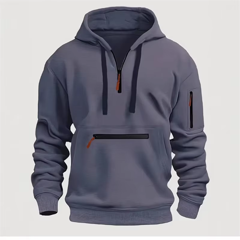 Sweat-shirt à capuche demi-zip pour hommes