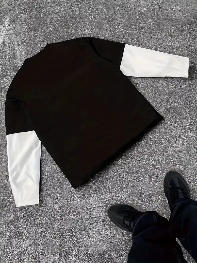 Nouveau T-shirt à manches longues pour hommes pour le printemps et l'automne 2025 avec la mode de rue et le confort avec l'impression de motifs d'étoiles 3D