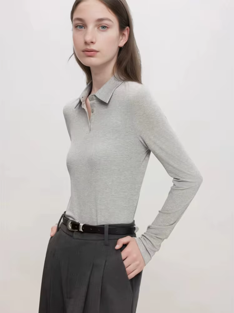 T-shirt Polo à manches longues pour femmes