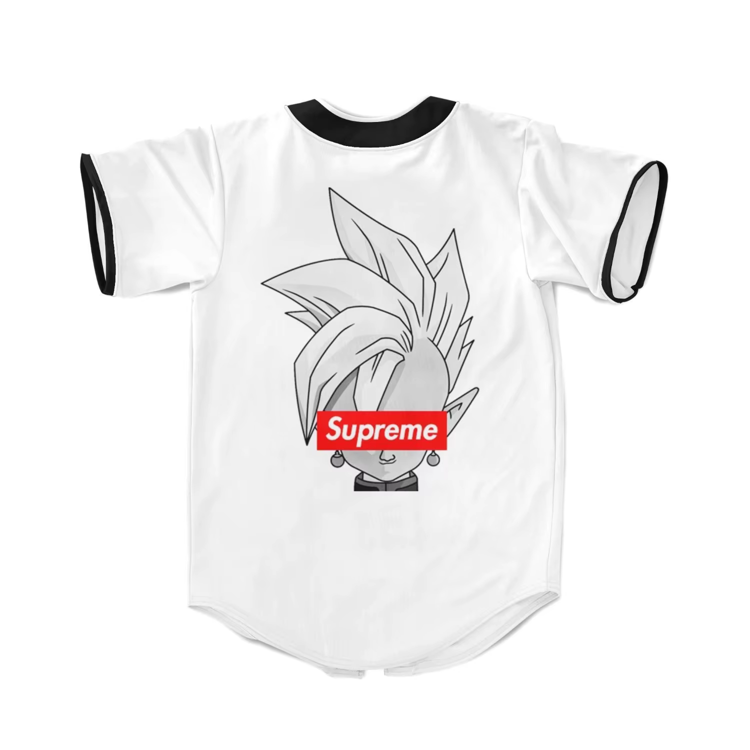 Maillot de baseball blanc style suprême imprimé 3D unisexe décontracté streetwear à manches courtes boutonné pour les