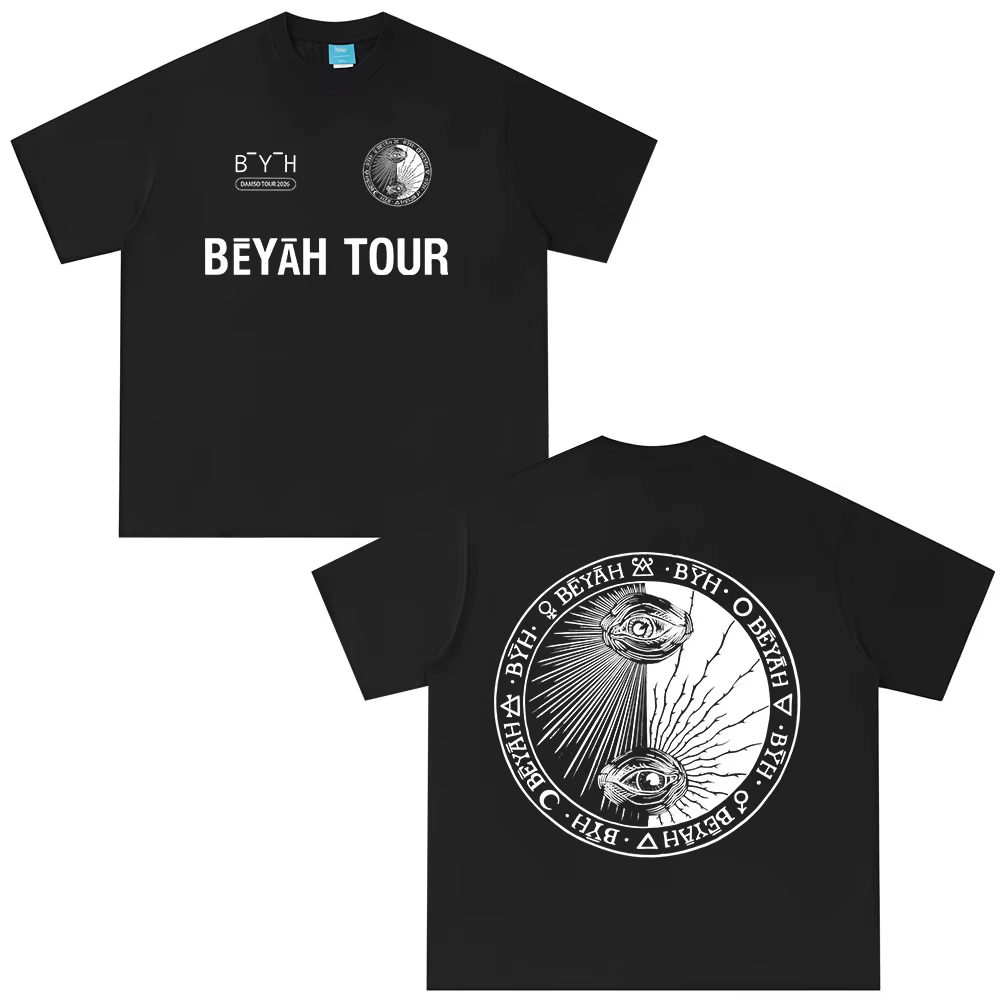 T-shirt Rapper Damso Beyah Tour 2026 – Mode Hip Hop Oversize à Manches Courtes – Vêtements Décontractés en Coton pour Hommes et Femmes