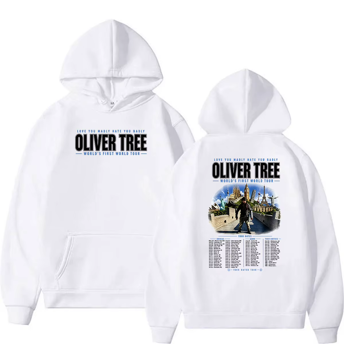 Oliver Tree Love You Madly Hate You Badly World’s First World Tour 2026 Hoodie Sweat-shirt surdimensionné à manches longues pour hommes