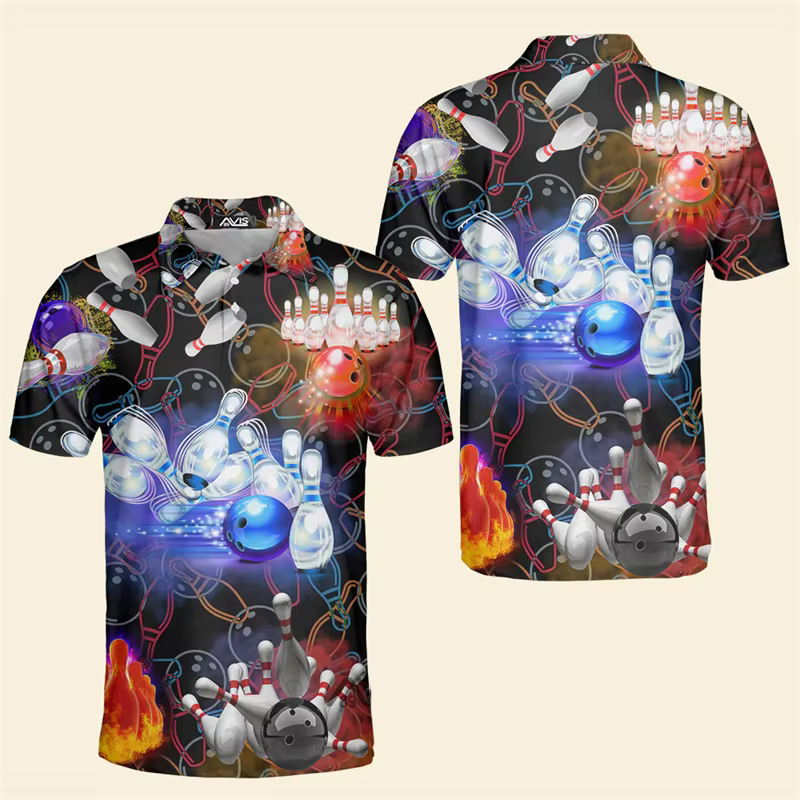 Polo de bowling imprimé léger coloré