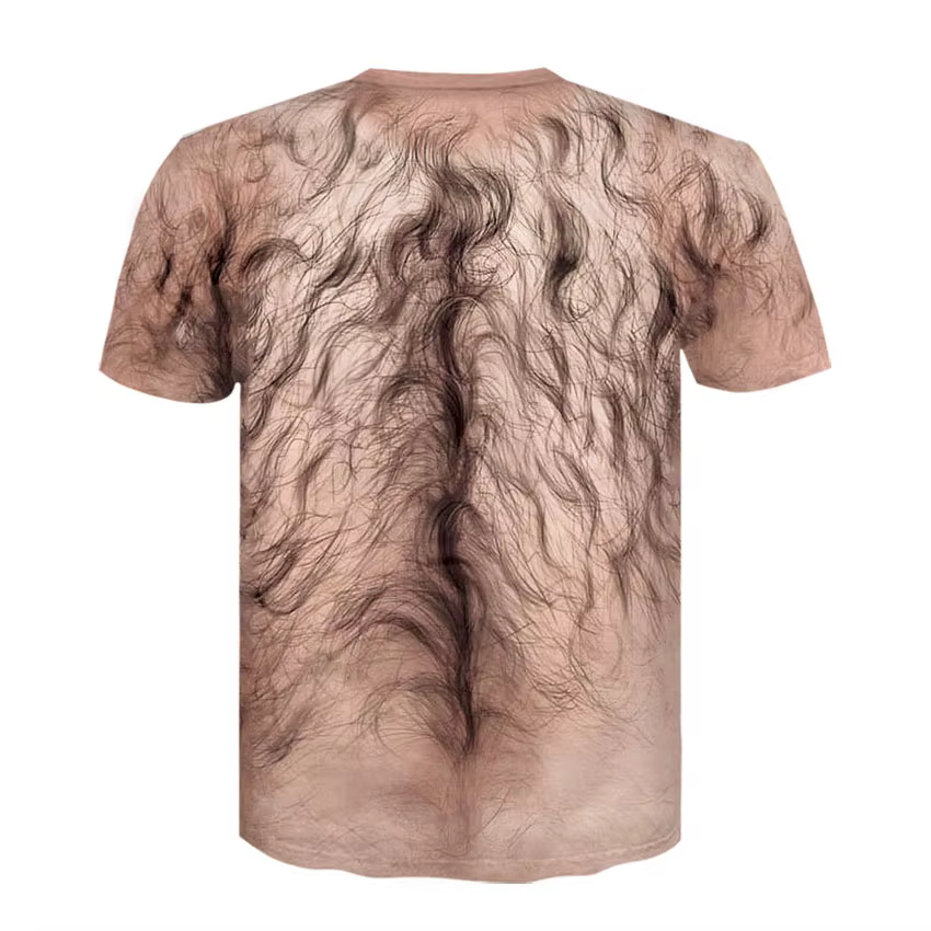 T-shirt graphique drôle pour homme avec poitrine poilue