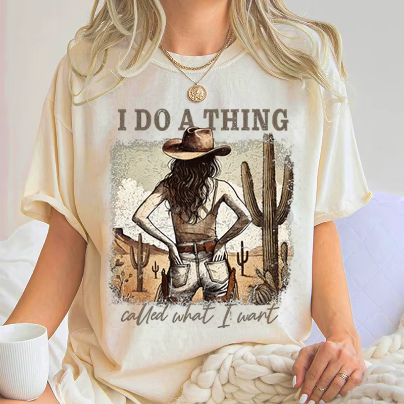 Cowgirl T-shirts Femmes D'été À Manches Courtes T-shirt Drôle Fête des Mères Rétro Vêtements Harajuku