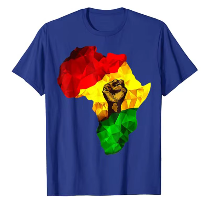 Carte d'afrique main montante Juneteenth fierté africaine jour de la liberté T-Shirt histoire noire vêtements