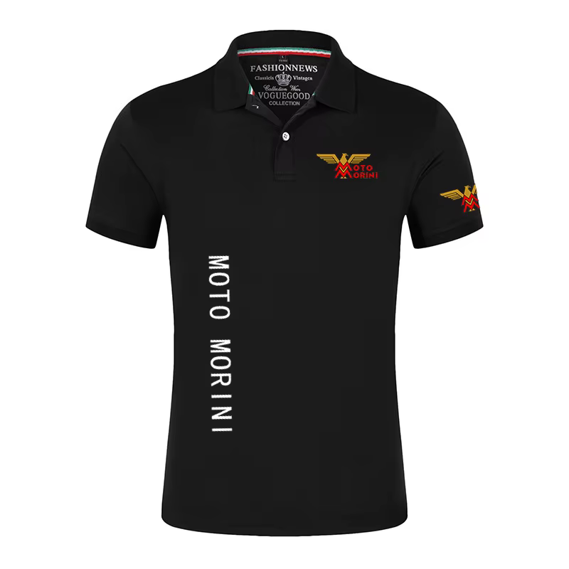 2024 Moto Morini nouveaux hommes mode impression été manches courtes couleur unie classique décontracté mince ordinaire Polo hauts