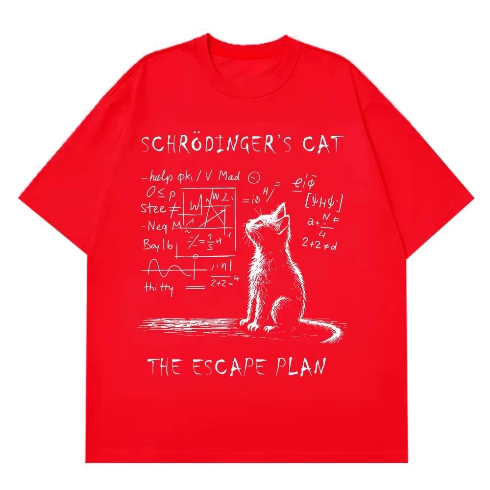 Schrodinger chat physique mécanique quantique impression créative été à manches courtes t-shirt femmes Streetwear T-shirts amples