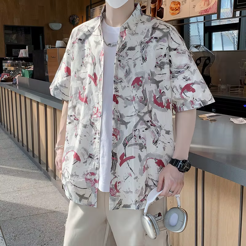 Shrit 2025 imprimé tropical respirant pour hommes - Chemise de plage légère et ample pour l'été