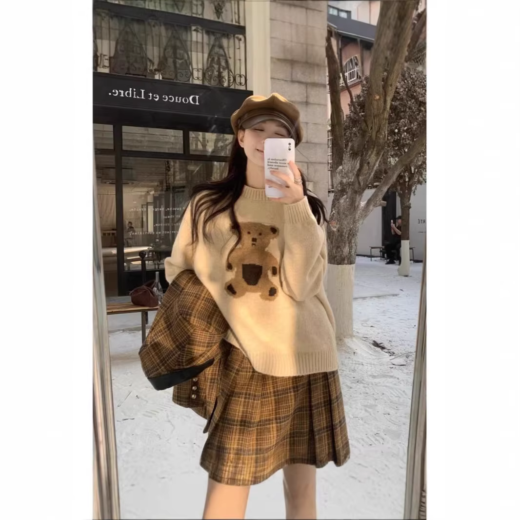 Pull tricoté à col rond pour femme