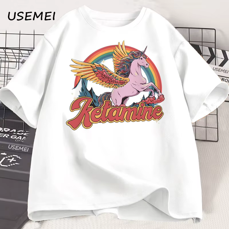 Drôle arc-en-ciel cheval T-Shirt décontracté coton à manches courtes Humor