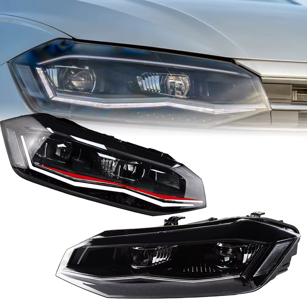 Feux de sauna pour VW POLO 2019-2022 DRL, feux de jour, phare LED, ampoule Bi SG, phares antibrouillard, accessoires de voiture