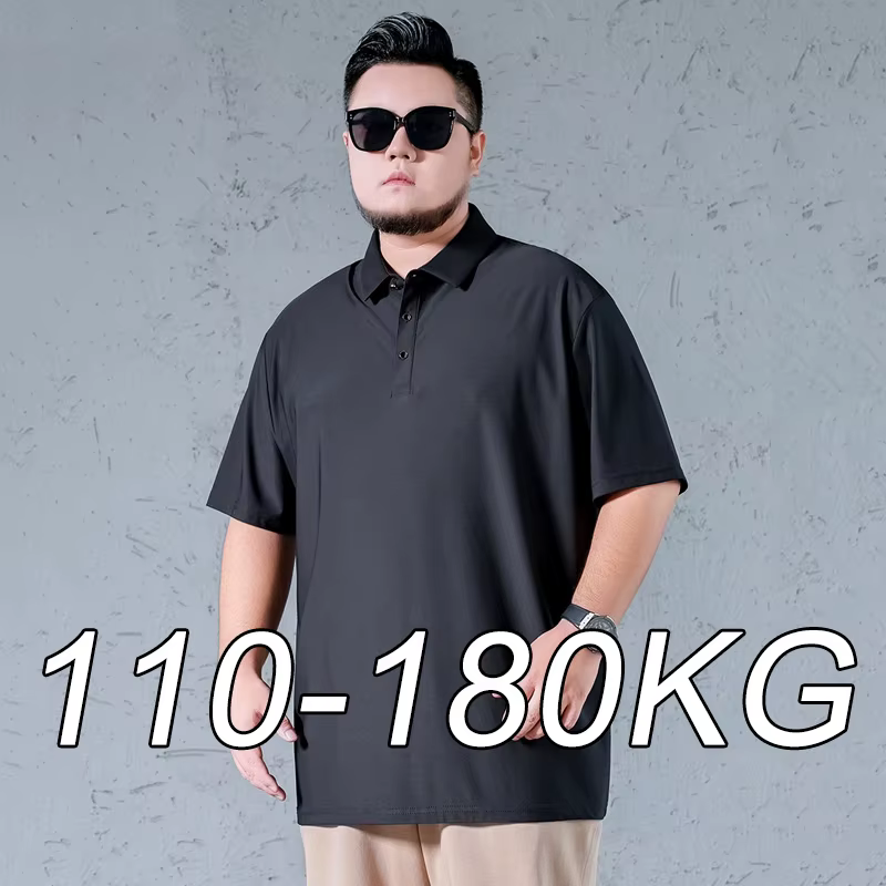 1XL-7XL grande taille hommes POLO décontracté glace soie sans couture à manches courtes haute qualité