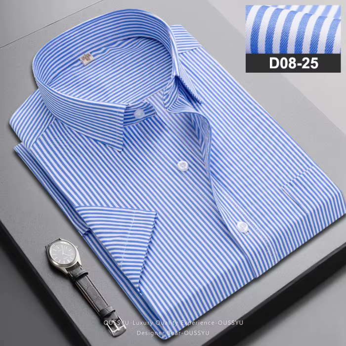 Chemise professionnelle rayée à manches courtes pour homme
