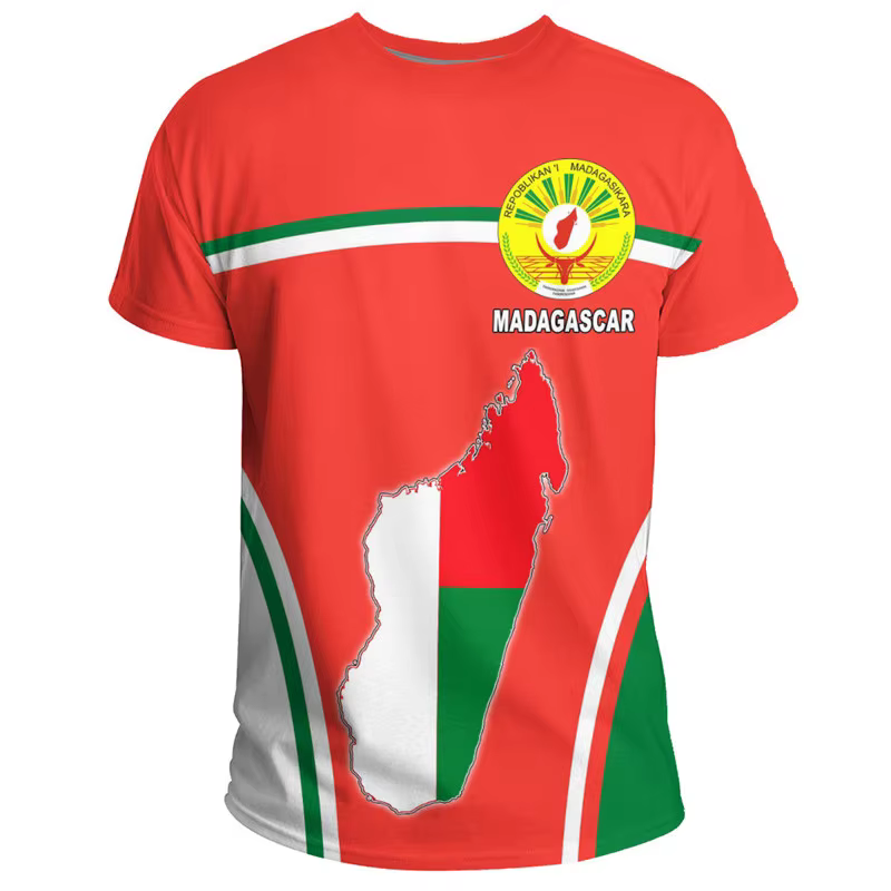 Nouveau drapeau de Madagascar graphique impression 3D T-shirts emblème national