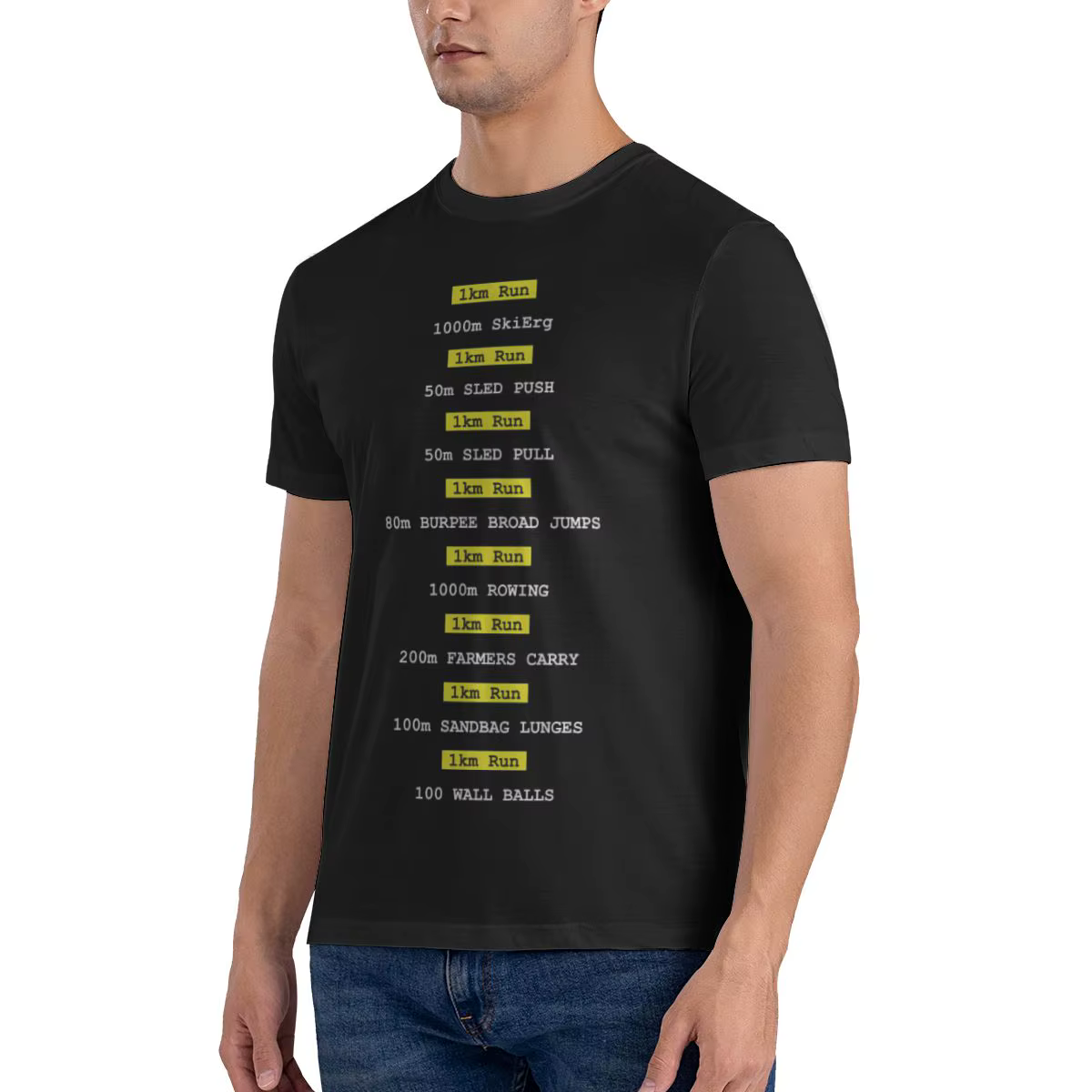 T-shirt imprimé unisexe pour hommes, drôle, Hyrox Fitness Race, chemisiers
