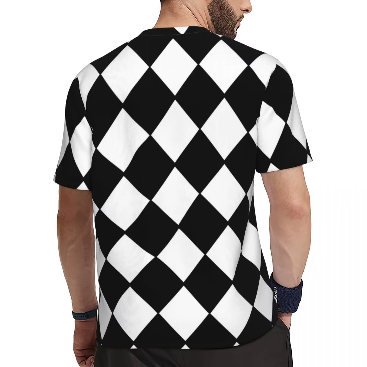 T-shirt imprimé à carreaux pour hommes