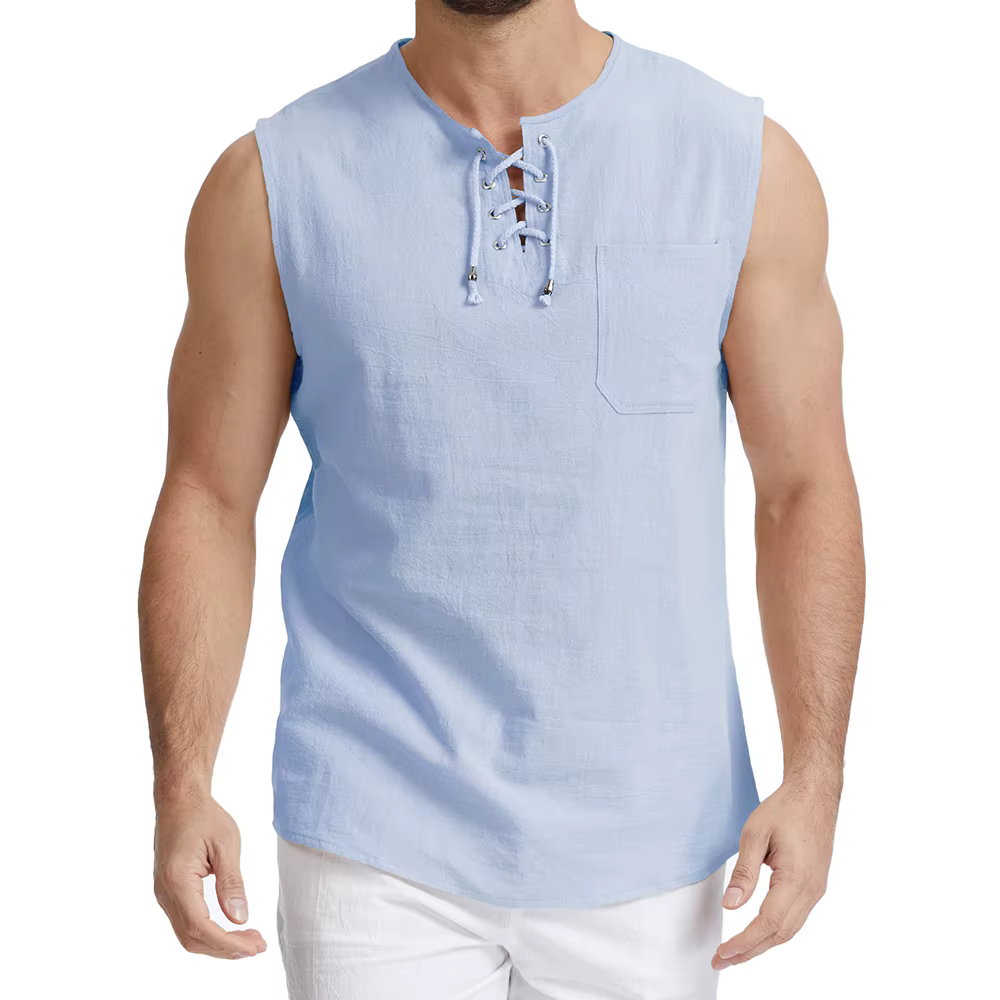 Débardeurs d'été pour hommes en coton et lin