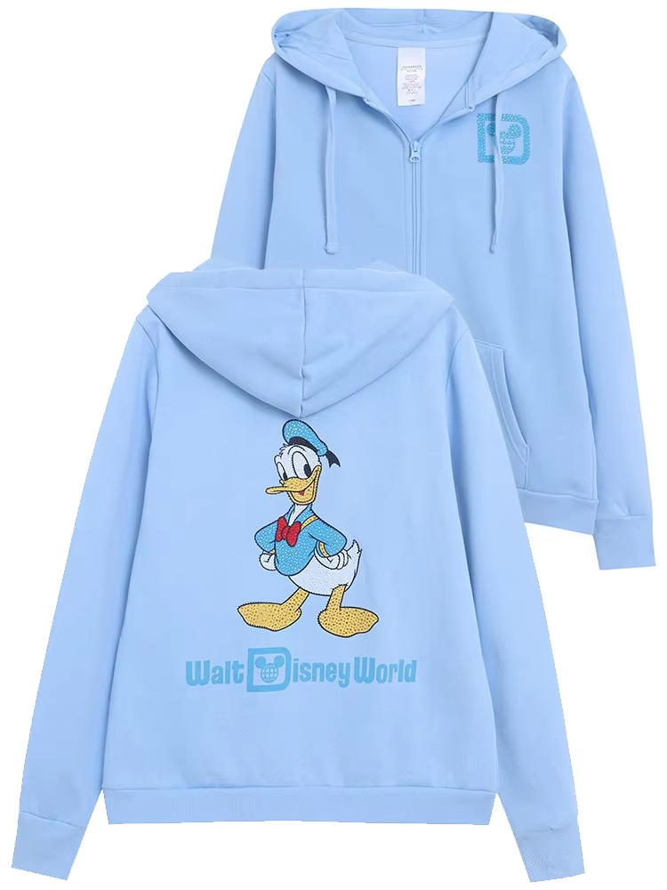 Disneyland Walt Disney monde Daisy Donald Duck lettre diamants polaire sweat veste unisexe femmes à capuche fermeture éclair pull hauts