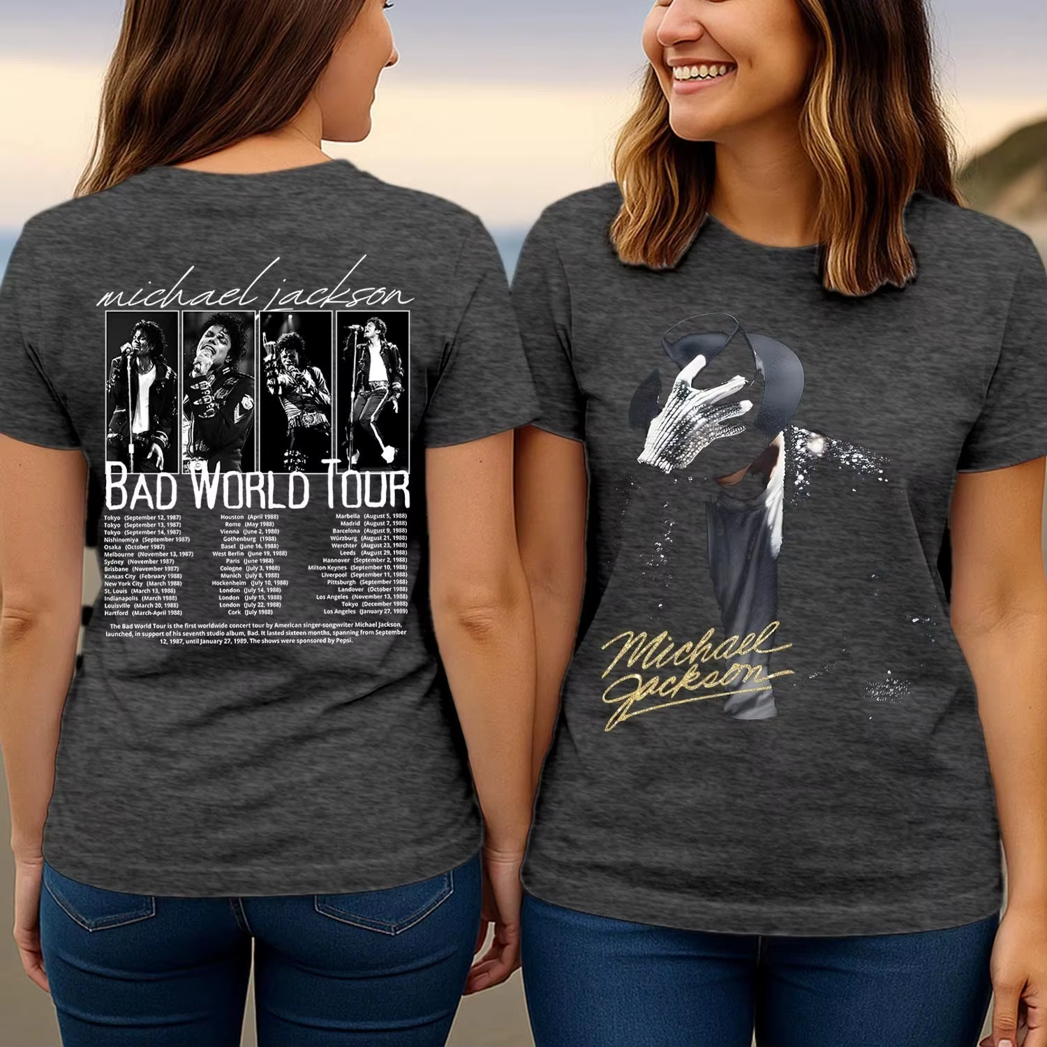 Nouveau T-shirt Michael Jackson King of Pop Beat It Thriller