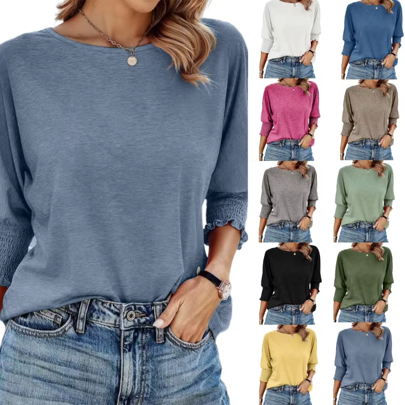 3/4 à manches longues pour femmes mode Blans décontractés
