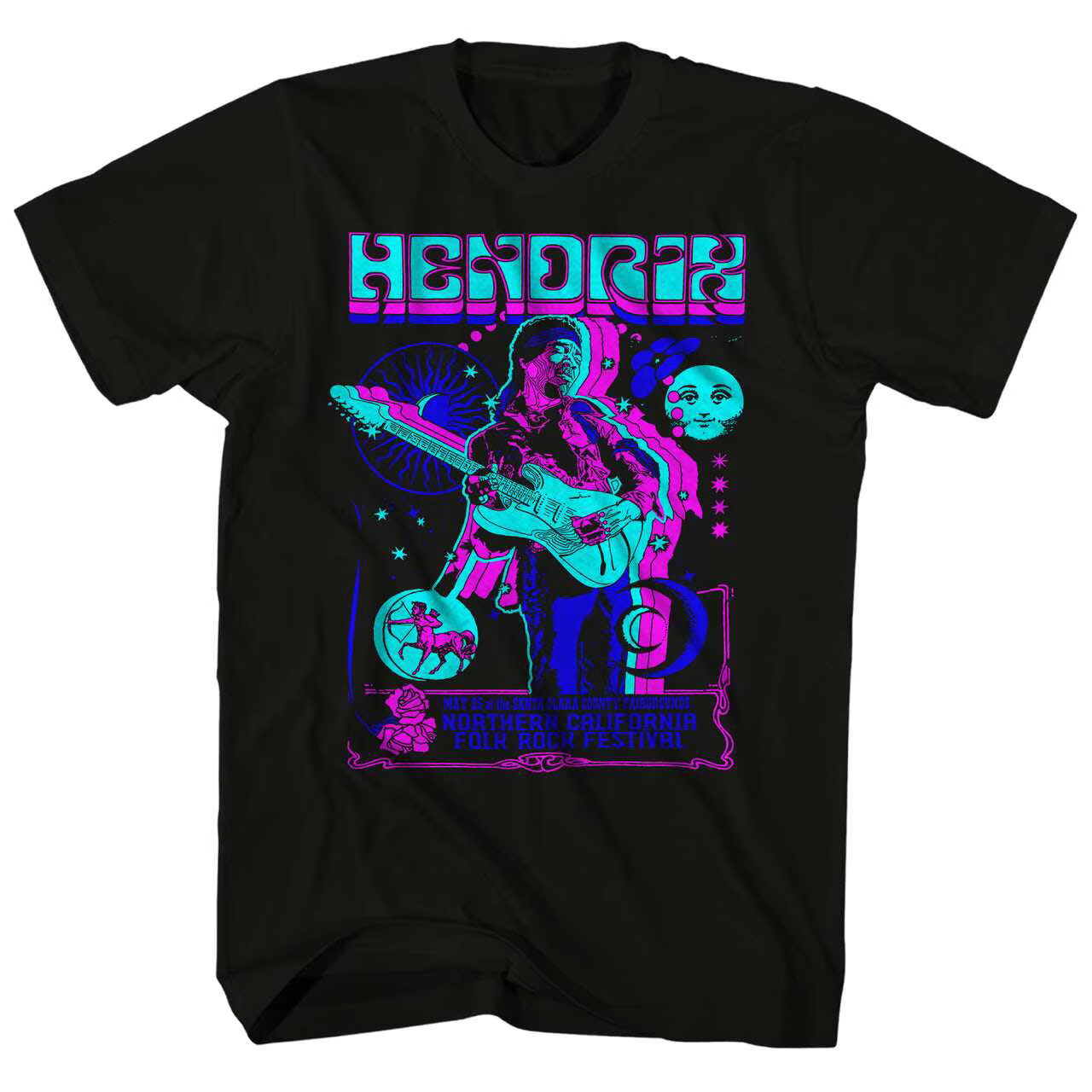 T-Shirt Portrait Jimi Hendrix Rock Musician