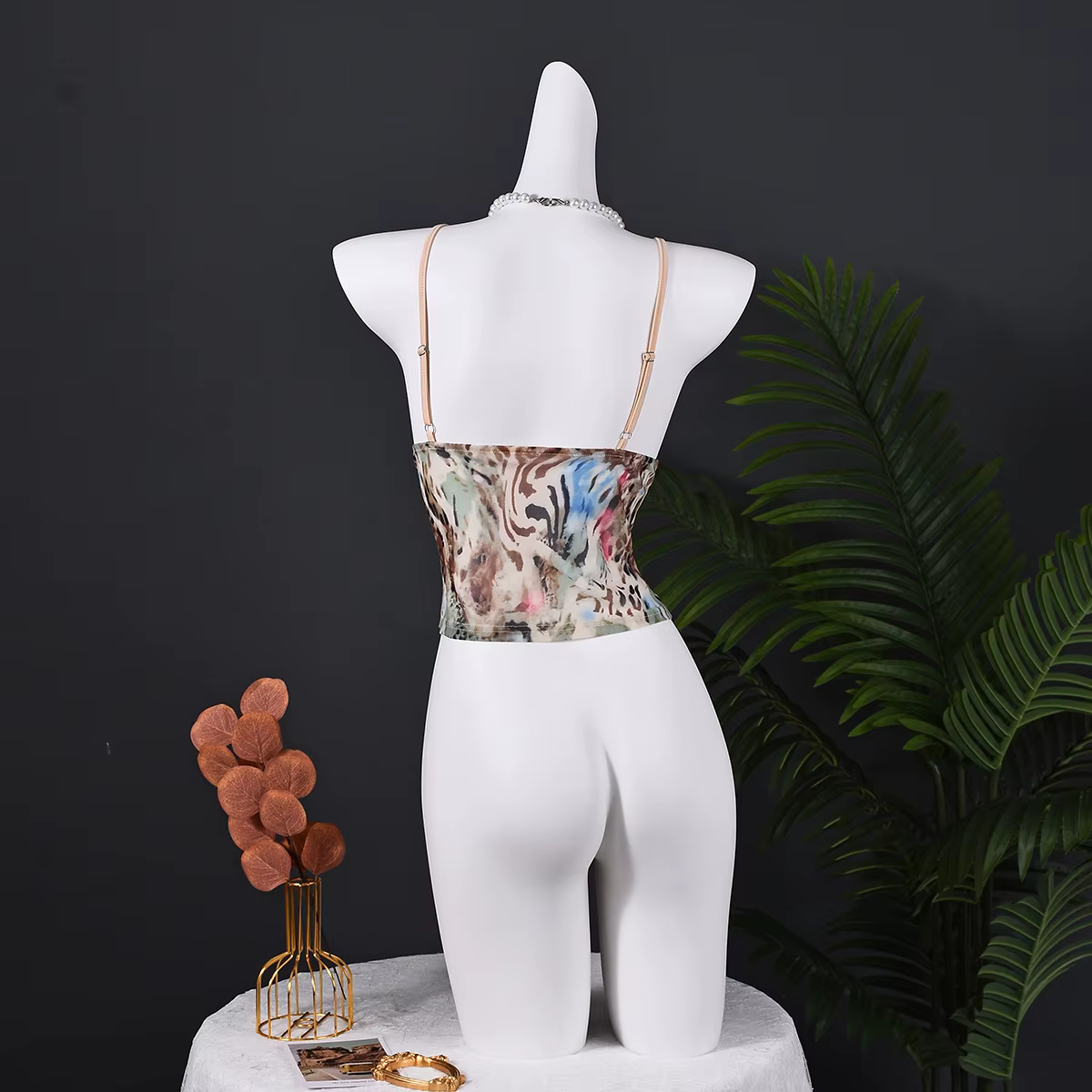 Débardeur sexy à sequins et imprimé léopard