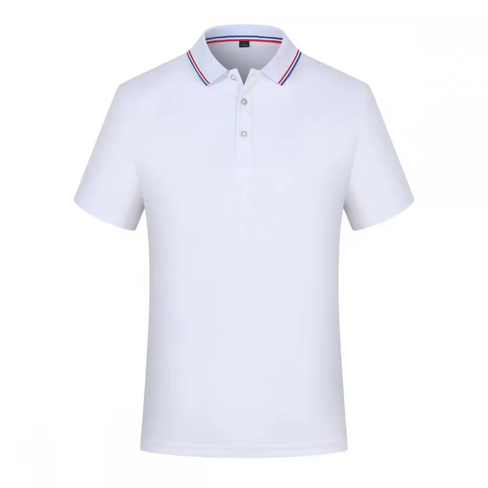 Polo uni pour hommes, col rayé, manches courtes, séchage rapide, respirant, décontracté, pour un usage quotidien, vêtements de travail