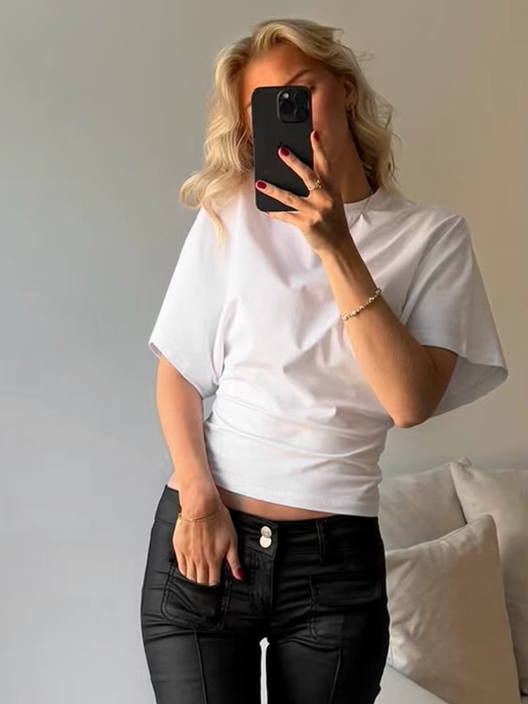T-shirt court gris pour femmes
