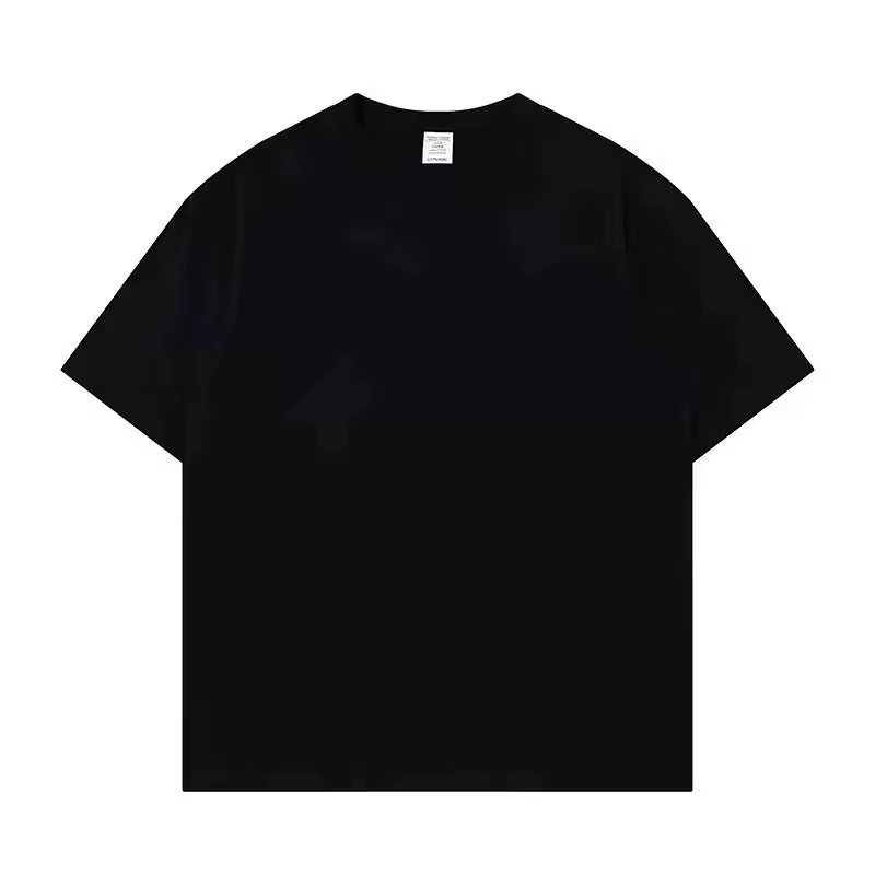 T-shirt unisexe de sport fitness couleur unie noir coupe ample rétro personnalisable à manches courtes/ajustées/longues/à capuche – Personnalisation disponible