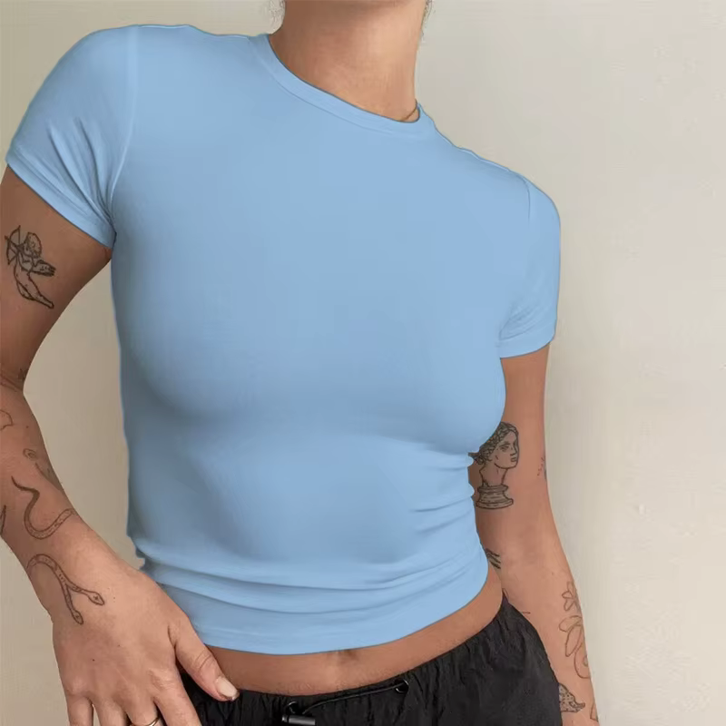 Femme vêtements à manches courtes T-shirt coupe ajustée hauts