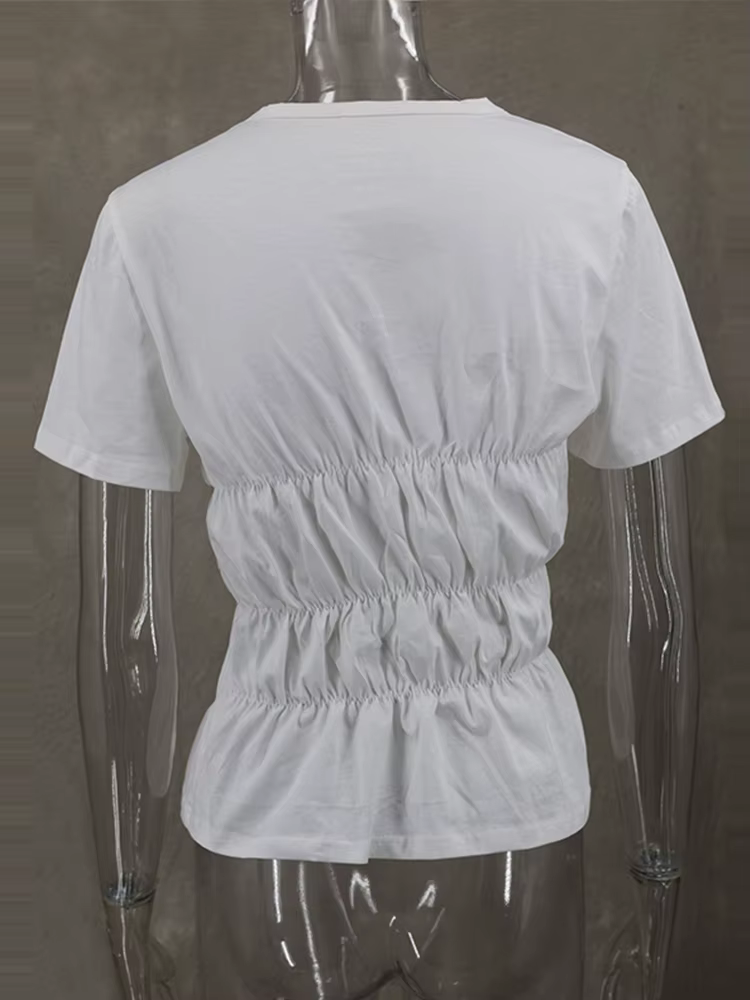 Chemise blanche froncée basique pour femme