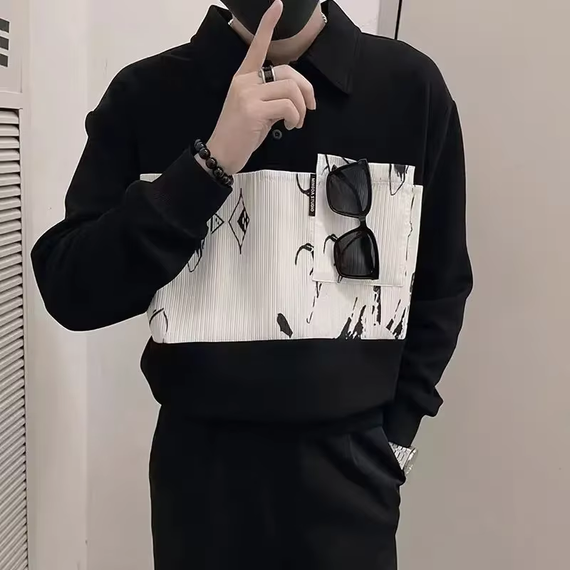 Homme sweat coupe ajustée Polo t-shirt pour hommes 100 ℅ Pulls serrés en coton imprimés de luxe des années 90