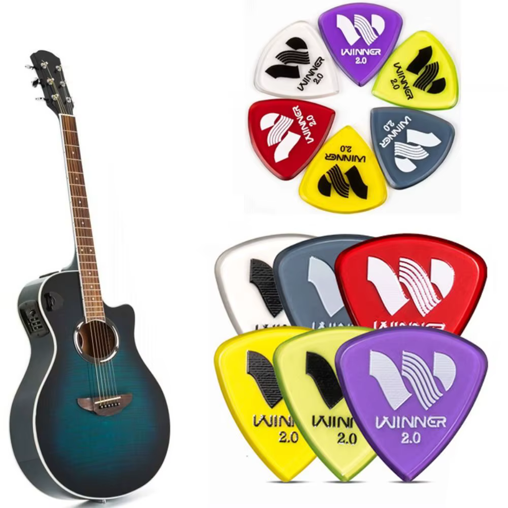 Plectres de guitare électrique antidérapants de 2.0MM d'épaisseur, 6 pièces, grands plectres triangulaires, accessoires de jeu de guitare