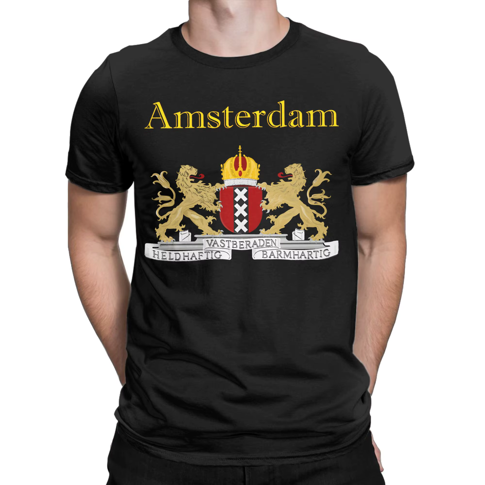 T-shirt vintage avec emblème d'Amsterdam, en coton, pour hommes, vêtements d'été Y2K, basiques, imprimés, à manches courtes